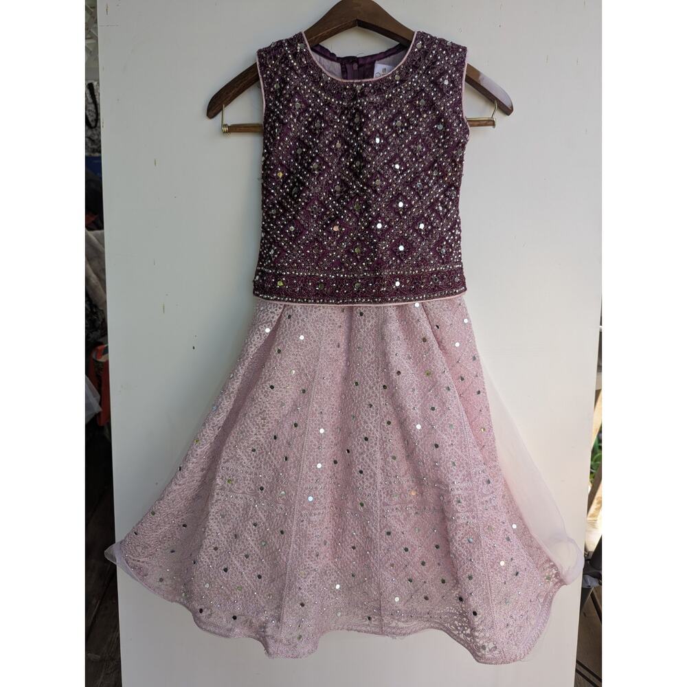Girls Indian Partywear Beautiful Pink And Purple Lehnga Choli‎ Size 26